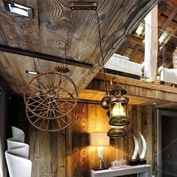 Rustic Lodge Vintage Retro Country Globe Painting Caratteristica per Mini Style Designers Lampadario in metallo