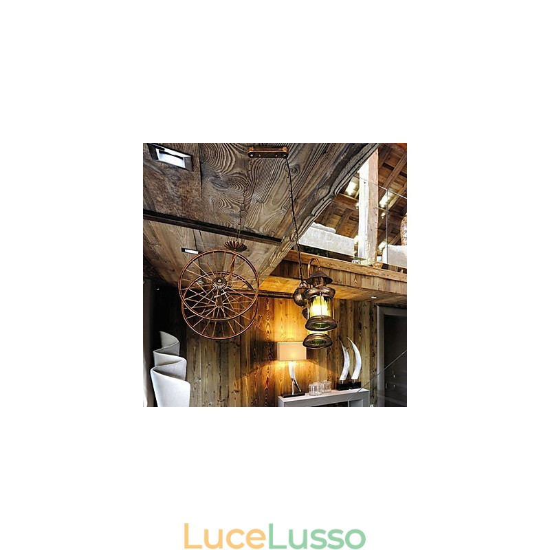 Rustic Lodge Vintage Retro Country Globe Painting Caratteristica per Mini Style Designers Lampadario in metallo