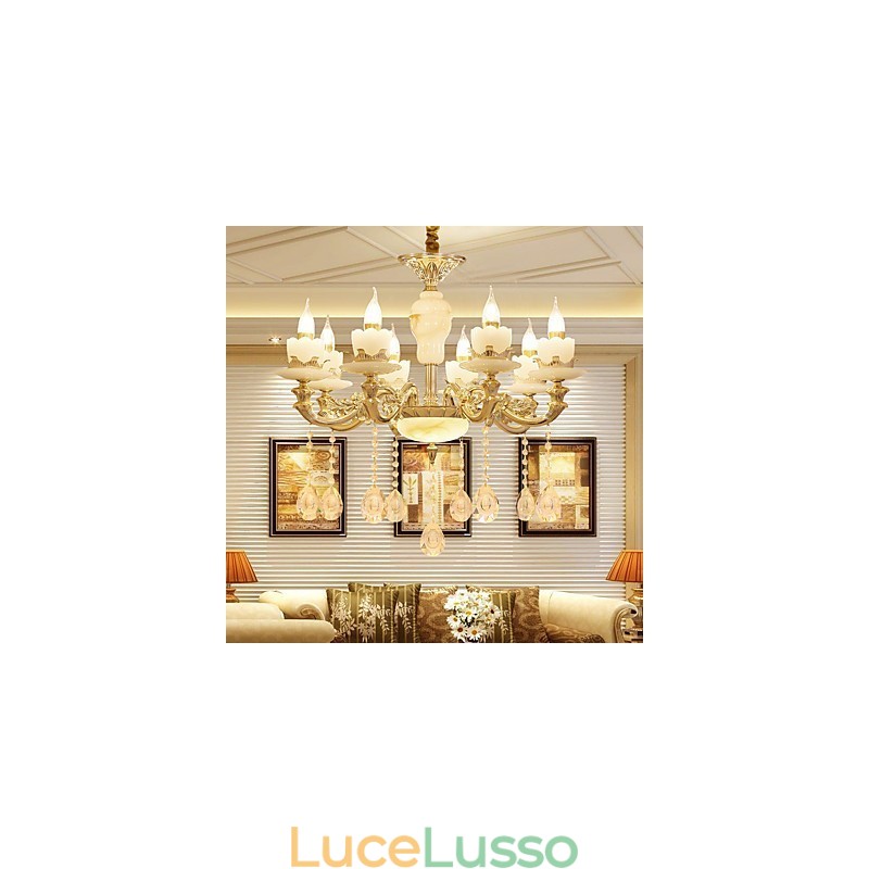 Lampadario in lega di zinco con cristallo in stile europeo