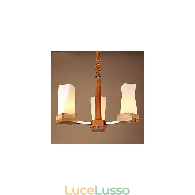 Semplice illuminazione artistica in legno massello Lampada da soffitto creativa Iviving