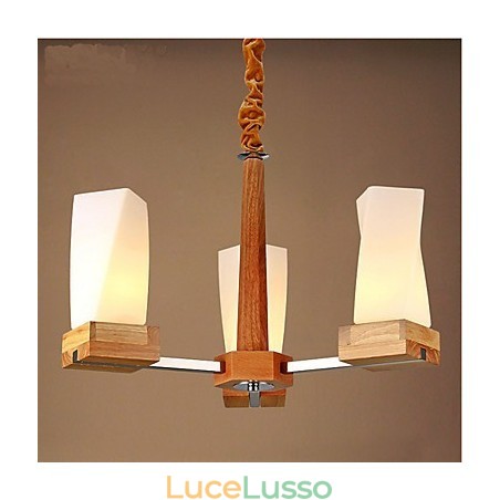 Semplice illuminazione artistica in legno massello Lampada da soffitto creativa Iviving Semplice illuminazione artistica in legno massello Lampada da soffitto creativa Iviving