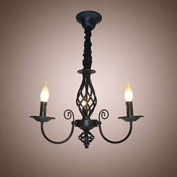 Lampadario in stile europeo 3 luci Lampadario Luci semplici Candele in ferro creative Lampade