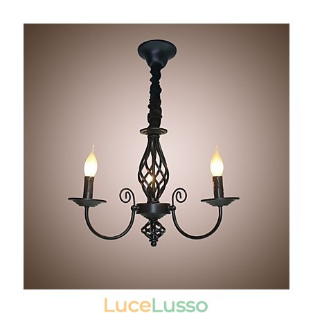Lampadario in stile europeo 3 luci Lampadario Luci semplici Candele in ferro creative Lampade Lampadario in stile europeo 3 luci Lampadario Luci semplici Candele in ferro creative Lampade