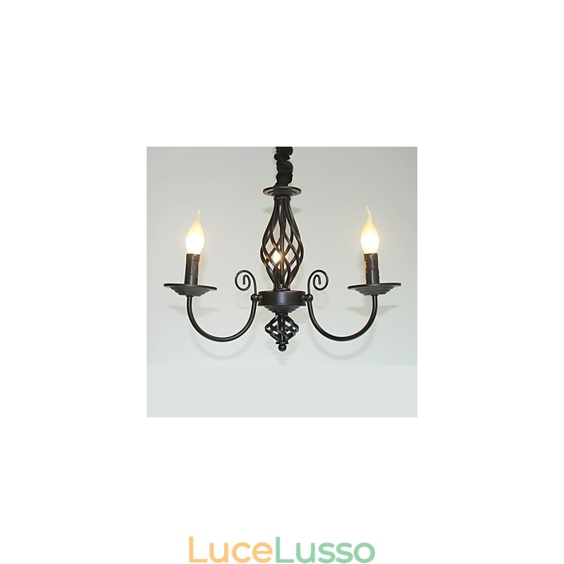 Lampadario in stile europeo 3 luci Lampadario Luci semplici Candele in ferro creative Lampade