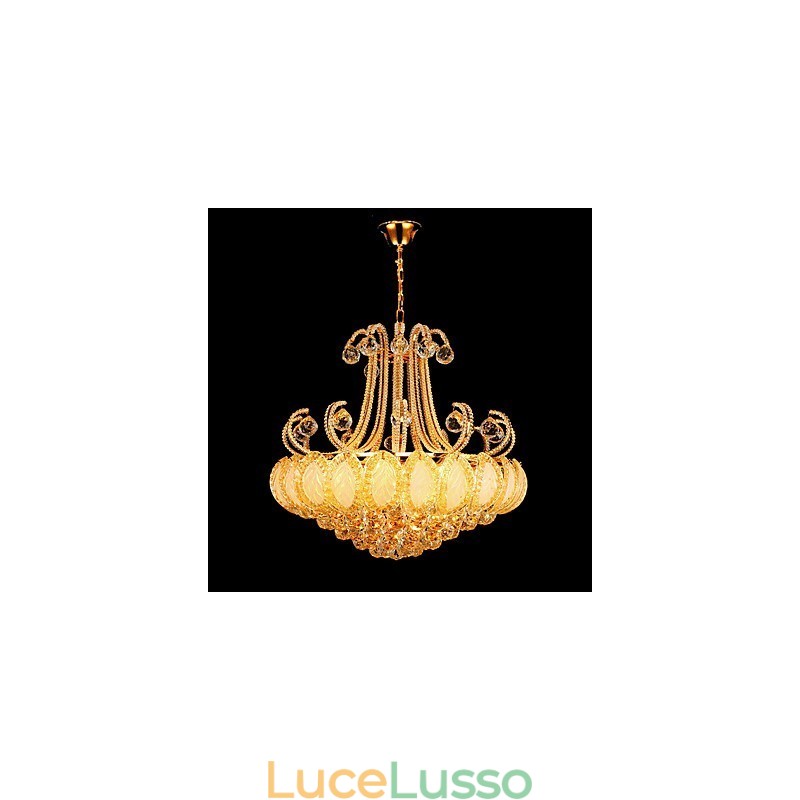 Lampadario moderno di lusso in cristallo con luce pendente, diametro 50 cm, contiene 8 lampadine.