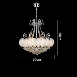 Lampadario moderno di lusso in cristallo con luce pendente, diametro 50 cm, contiene 8 lampadine.