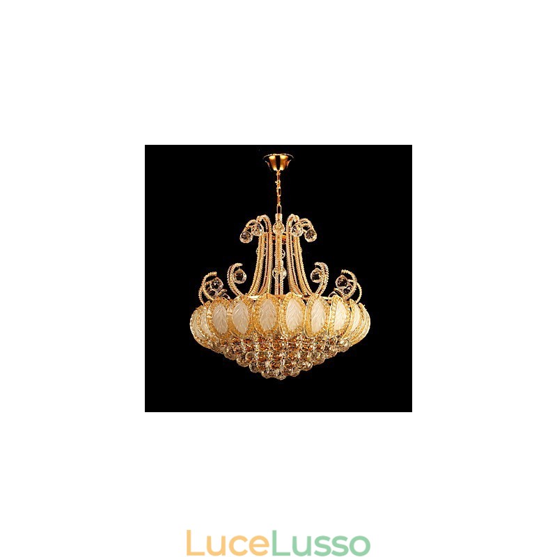 Lampadario moderno di lusso in cristallo con luce pendente, diametro 50 cm, contiene 8 lampadine.