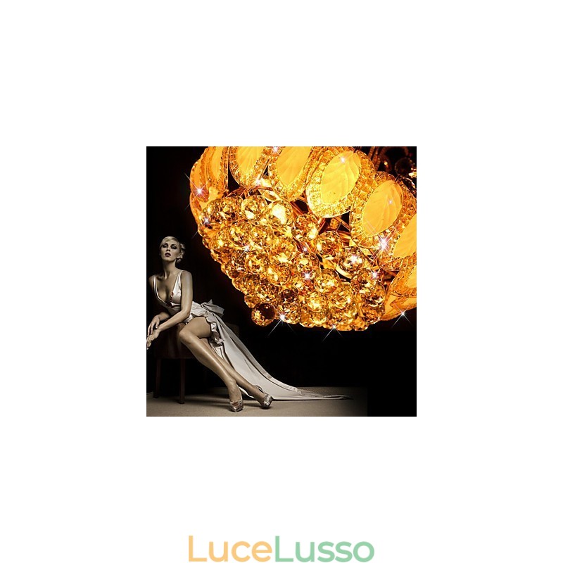 Lampadario moderno di lusso in cristallo con luce pendente, diametro 50 cm, contiene 8 lampadine.