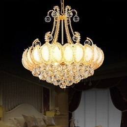 Lampadario moderno di lusso in cristallo con luce pendente, diametro 50 cm, contiene 8 lampadine.