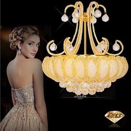 Lampadario moderno di lusso in cristallo con luce pendente, diametro 50 cm, contiene 8 lampadine.
