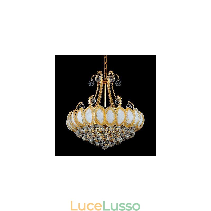 Lampadario moderno di lusso in cristallo con luce pendente, diametro 50 cm, contiene 8 lampadine.