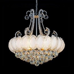 Lampadario moderno di lusso in cristallo con luce pendente, diametro 50 cm, contiene 8 lampadine.