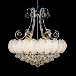 Lampadario moderno di lusso in cristallo con luce pendente, diametro 50 cm, contiene 8 lampadine.