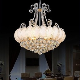 Lampadario moderno di lusso in cristallo con luce pendente, diametro 50 cm, contiene 8 lampadine.