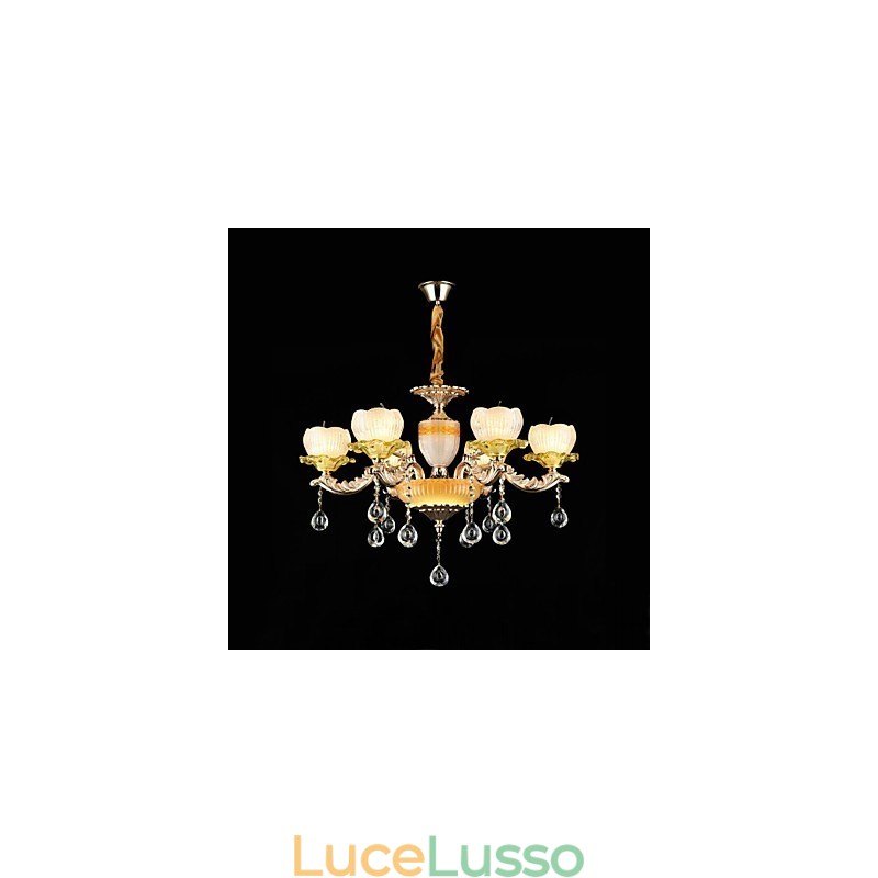 Caratteristica tradizionale classica in lega di zinco per lampadario in metallo con 6 lampadine in stile mini cristallo