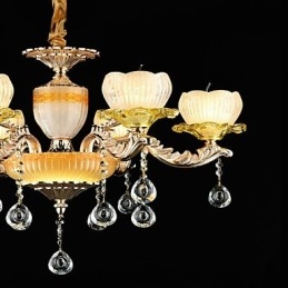 Caratteristica tradizionale classica in lega di zinco per lampadario in metallo con 6 lampadine in stile mini cristallo