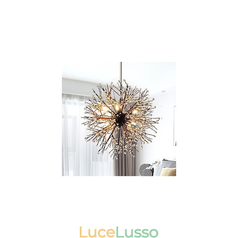 Lampadario moderno Firework Vintage in ferro battuto con 8 luci Lampadario a sospensione a isola Illuminazione a soffitto