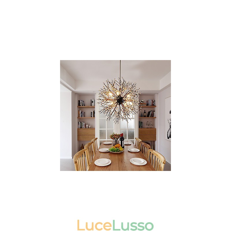 Lampadario moderno Firework Vintage in ferro battuto con 8 luci Lampadario a sospensione a isola Illuminazione a soffitto
