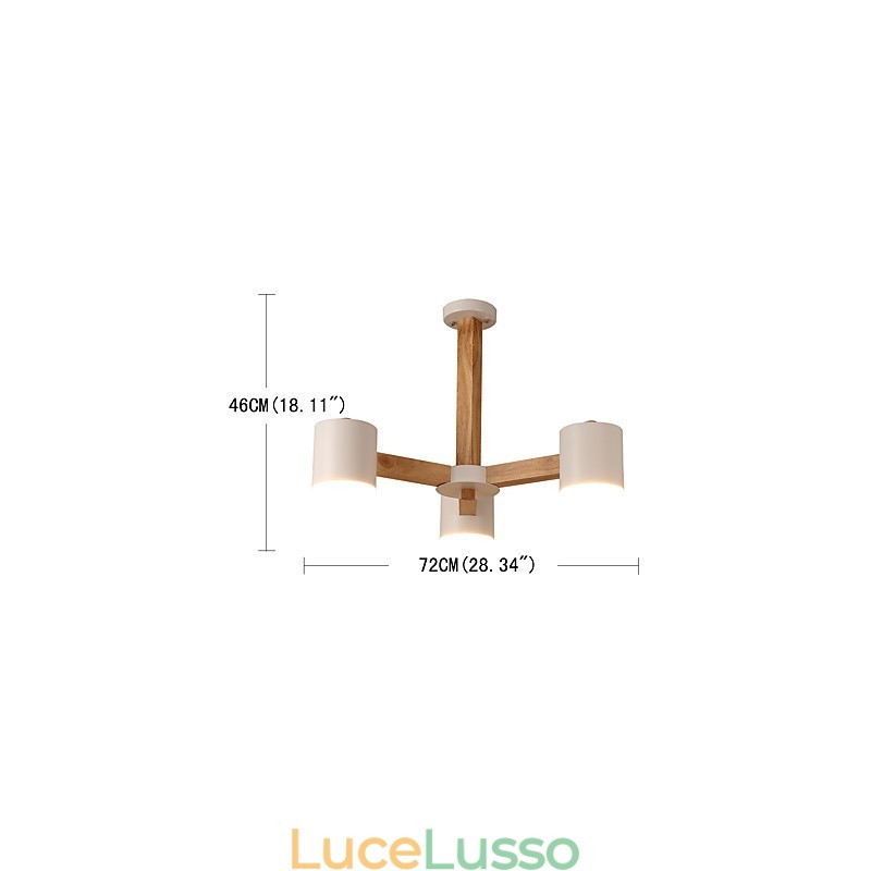 Lampadario a 3 luci moderno contemporaneo tradizionale classico vintage country legno caratteristica per legno