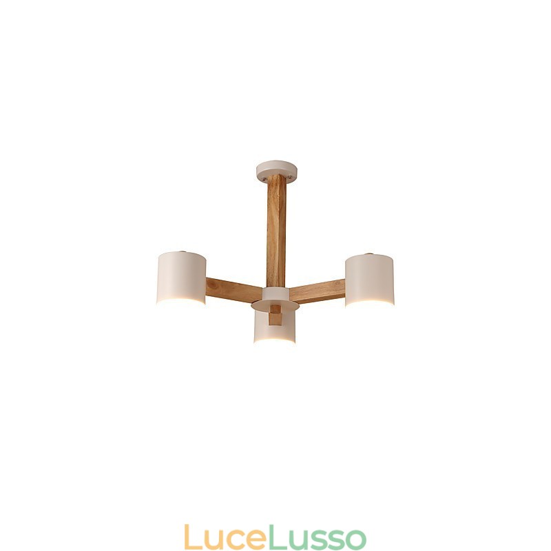 Lampadario a 3 luci moderno contemporaneo tradizionale classico vintage country legno caratteristica per legno