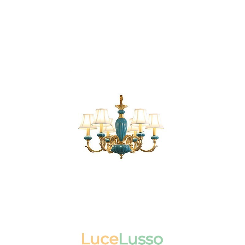 Lampadario tutto in rame Lampadario decorativo in giada