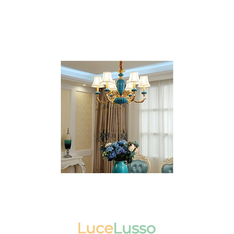 Lampadario tutto in rame Lampadario decorativo in giada