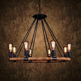 Lampada a sospensione in metallo con pittura tradizionale classica rustica, stile lodge, vintage, retrò.