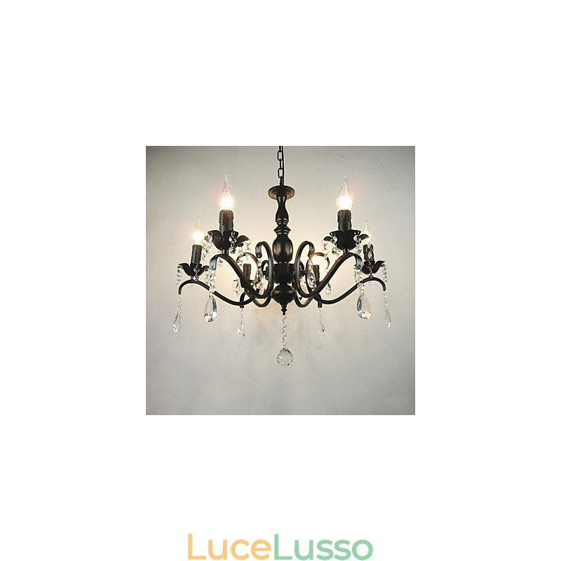 Lampadario Semplice Cristallo Ferro Candele Luci Decorazione Lampade Illuminazione