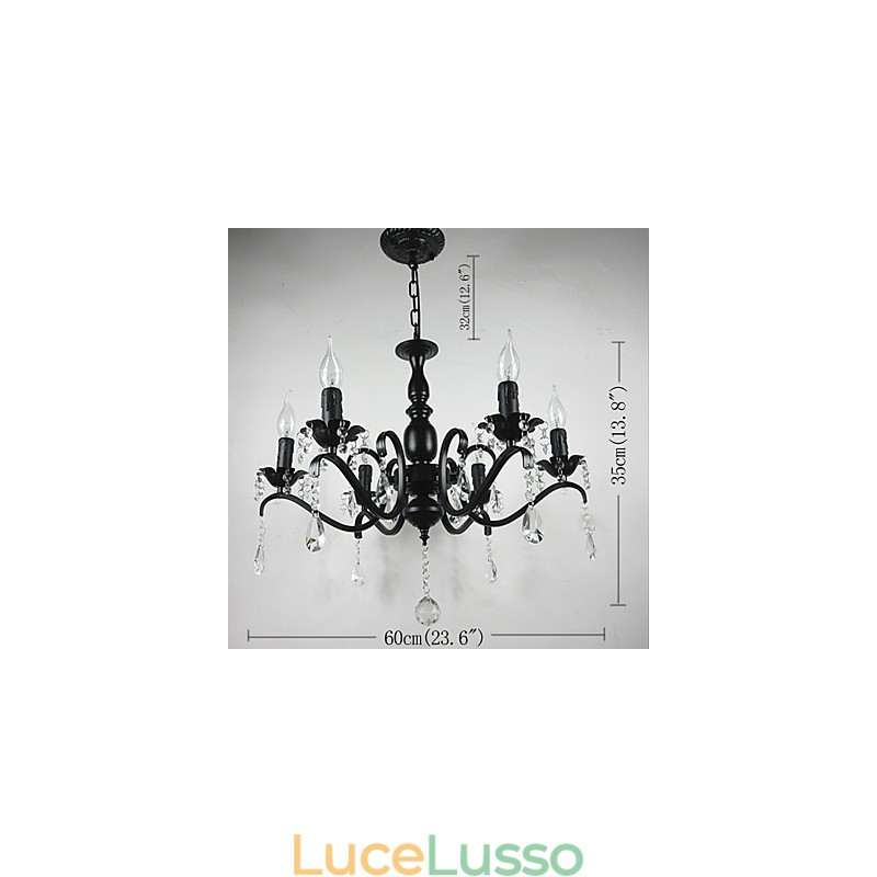 Lampadario Semplice Cristallo Ferro Candele Luci Decorazione Lampade Illuminazione