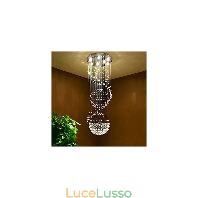 Lampadario a soffitto in cristallo Lampada a sospensione Illuminazione per interni Lampade a sospensione per scale