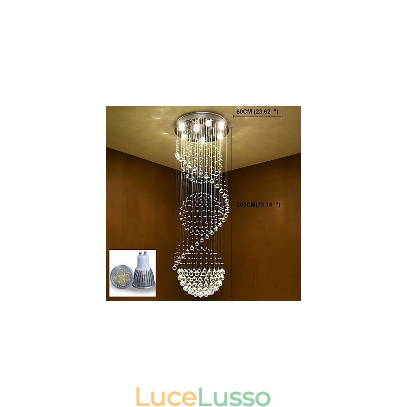 Lampadario a soffitto in cristallo Lampada a sospensione Illuminazione per interni Lampade a sospensione per scale