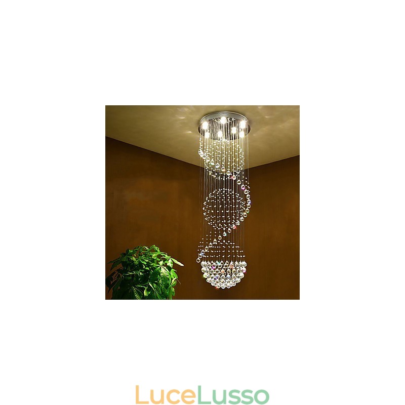 Lampadario a soffitto in cristallo Lampada a sospensione Illuminazione per interni Lampade a sospensione per scale