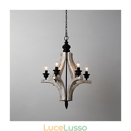 Lampadario in legno di bambù con caratteristica pittura vintage, stile mini, lampada a sospensione decorata Lampadario in legno di bambù con caratteristica pittura vintage, stile mini, lampada a sospensione decorata