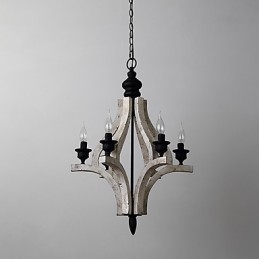 Lampadario in legno di bambù con caratteristica pittura vintage, stile mini, lampada a sospensione decorata