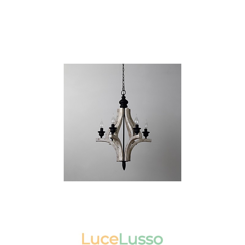 Lampadario in legno di bambù con caratteristica pittura vintage, stile mini, lampada a sospensione decorata