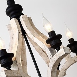 Lampadario in legno di bambù con caratteristica pittura vintage, stile mini, lampada a sospensione decorata