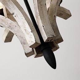 Lampadario in legno di bambù con caratteristica pittura vintage, stile mini, lampada a sospensione decorata