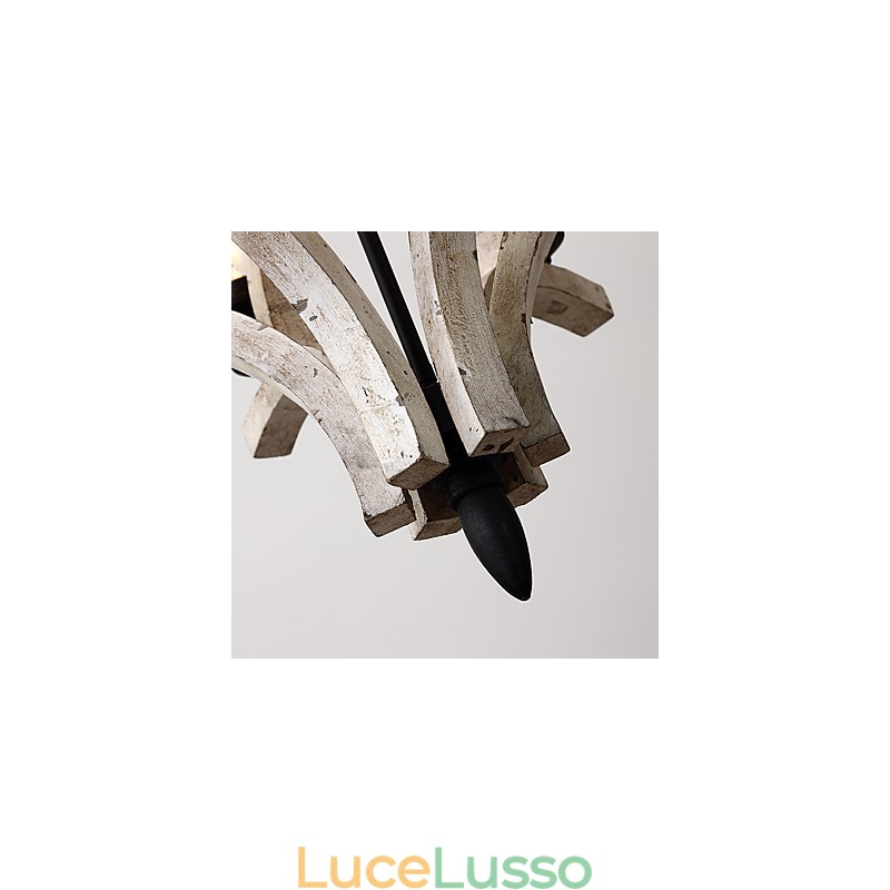 Lampadario in legno di bambù con caratteristica pittura vintage, stile mini, lampada a sospensione decorata
