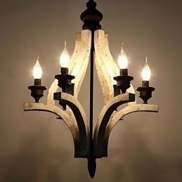 Lampadario in legno di bambù con caratteristica pittura vintage, stile mini, lampada a sospensione decorata