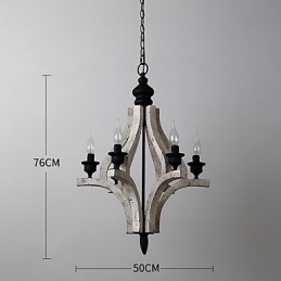 Lampadario in legno di bambù con caratteristica pittura vintage, stile mini, lampada a sospensione decorata