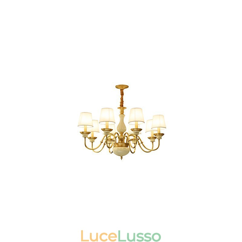 Lampadario tutto in rame Lampadario decorativo in giada