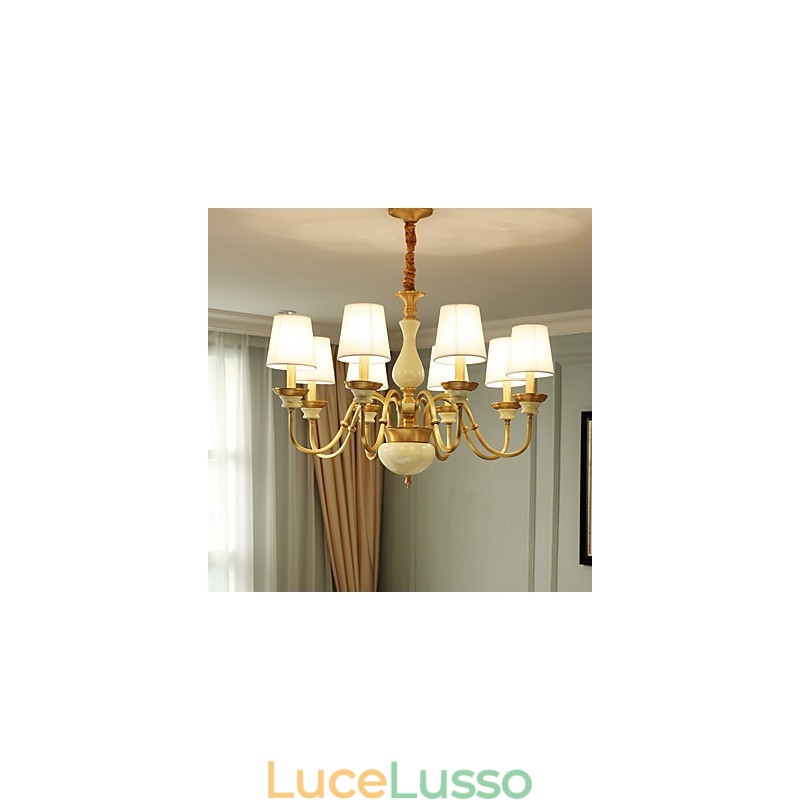 Lampadario tutto in rame Lampadario decorativo in giada
