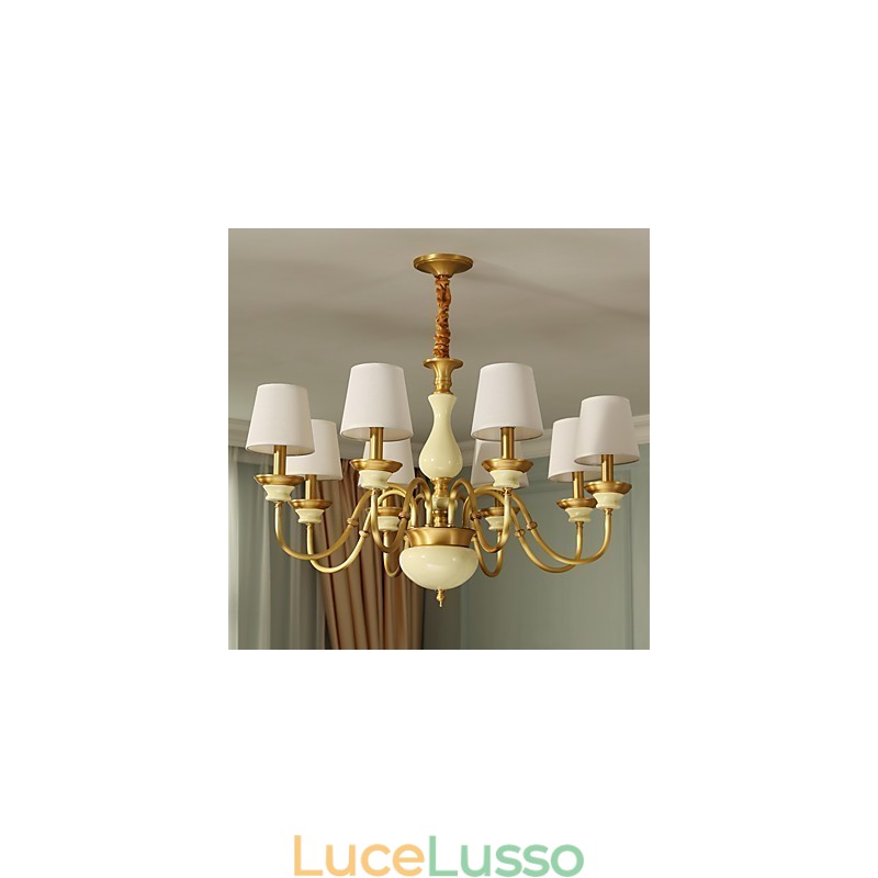 Lampadario tutto in rame Lampadario decorativo in giada