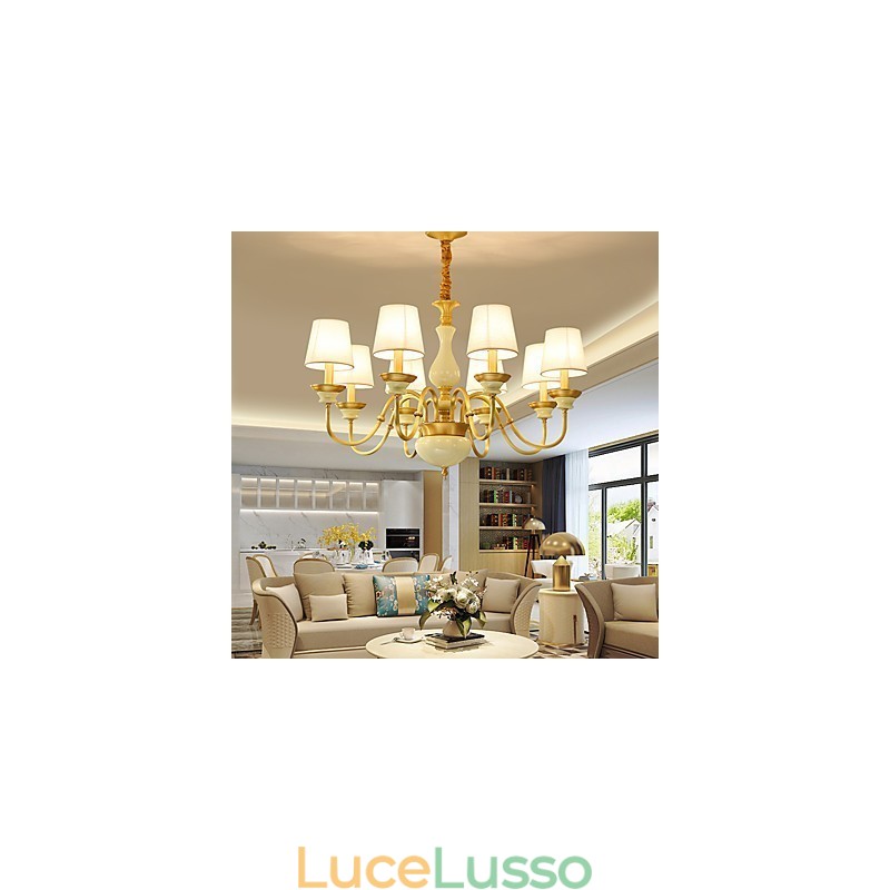 Lampadario tutto in rame Lampadario decorativo in giada