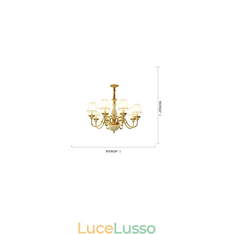 Lampadario tutto in rame Lampadario decorativo in giada