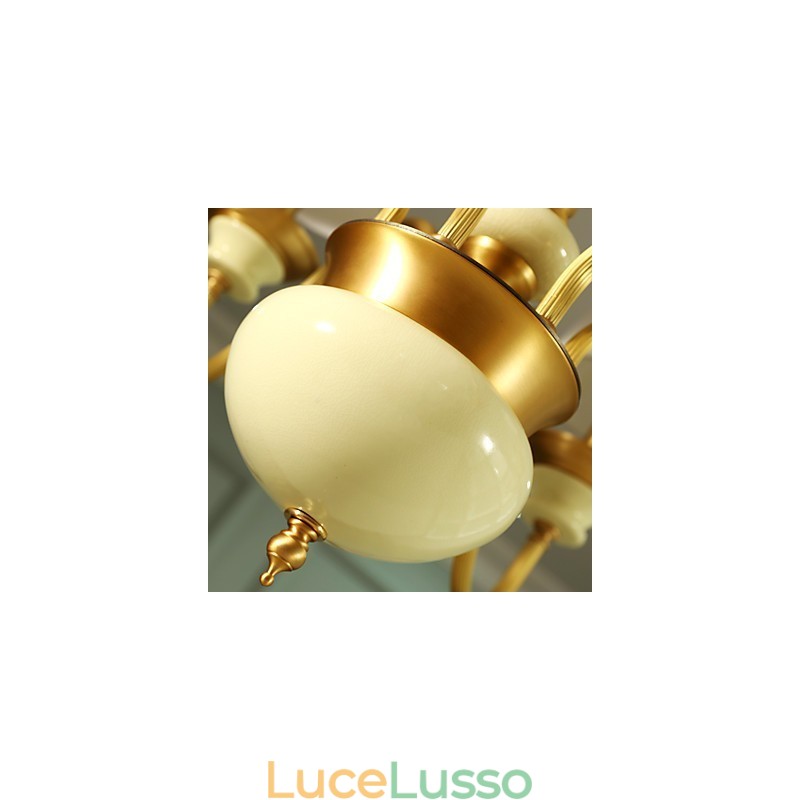 Lampadario tutto in rame Lampadario decorativo in giada