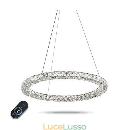 Lampadario moderno in cristallo ad anello, lampadario in cristallo, lampada da soffitto, lampade da interno, dimmerabili con telecomando Lampadario moderno in cristallo ad anello, lampadario in cristallo, lampada da soffitto, lampade da interno, dimmerabili con telecomando