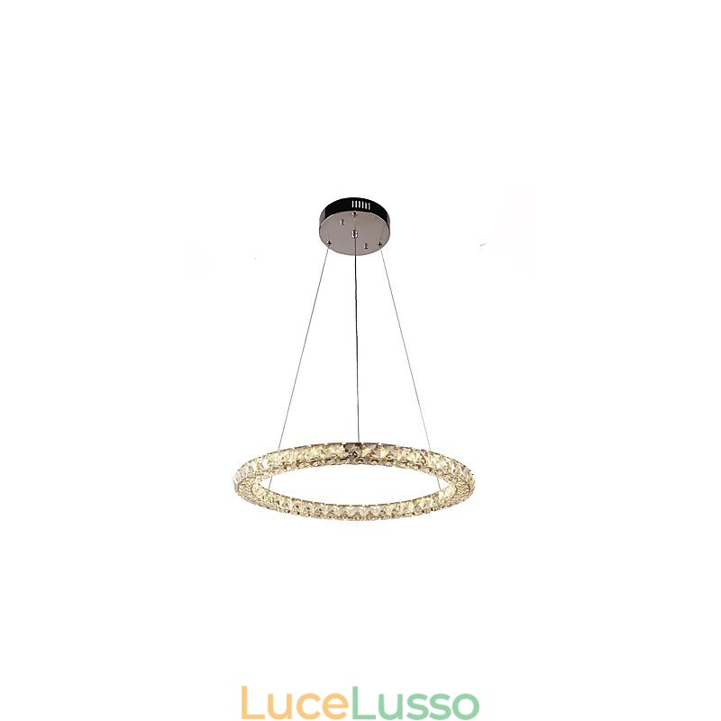 Lampadario moderno in cristallo ad anello, lampadario in cristallo, lampada da soffitto, lampade da interno, dimmerabili con telecomando