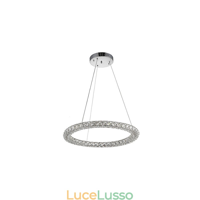 Lampadario moderno in cristallo ad anello, lampadario in cristallo, lampada da soffitto, lampade da interno, dimmerabili con telecomando