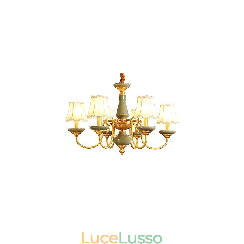 Lampadario tutto in rame Lampadario decorativo in giada